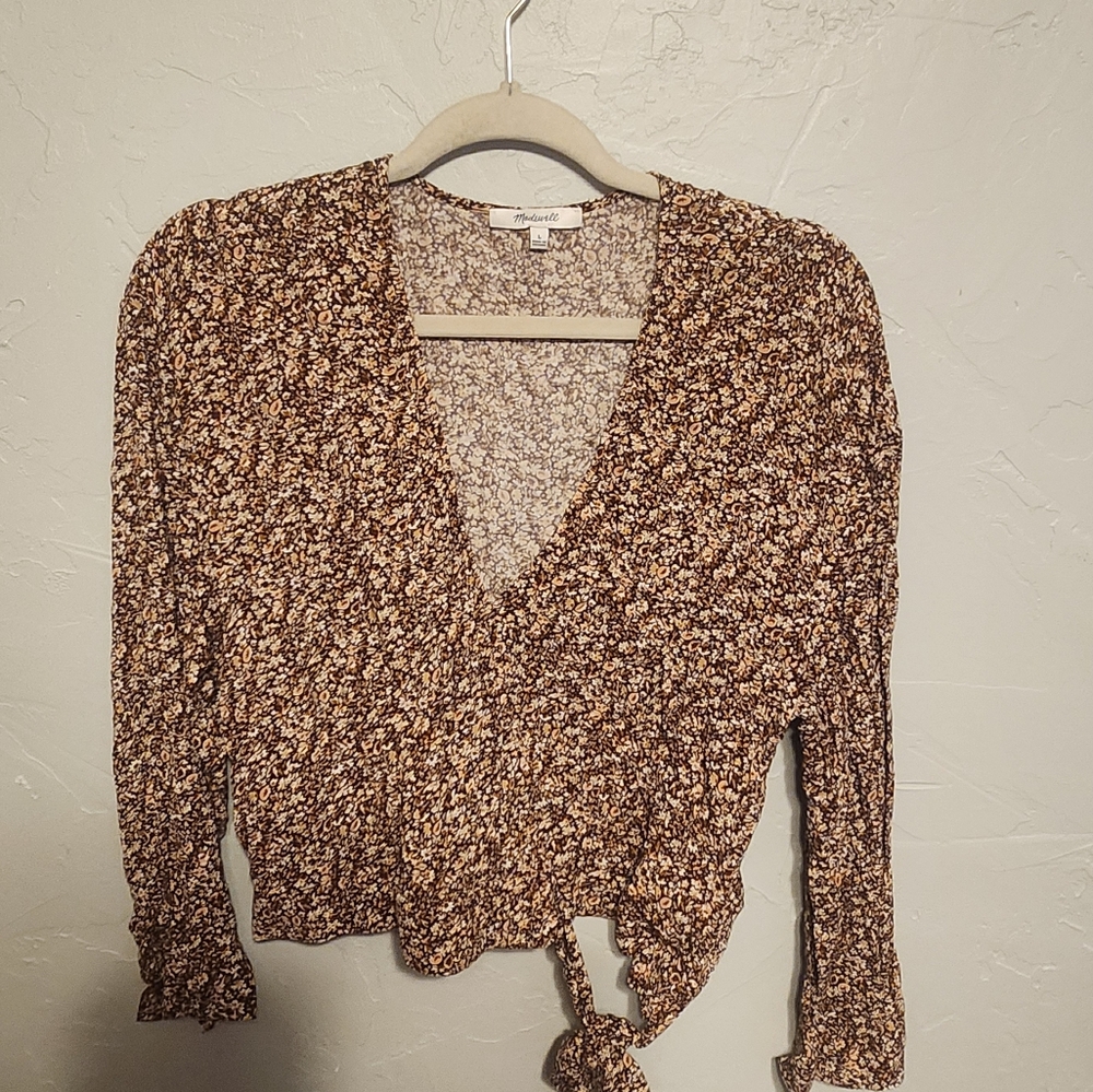 Women's Madewell Floral Print Top, Wrap Front, Large